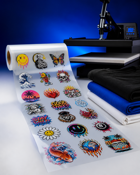 Custom DTF gang sheet with multiple colorful designs