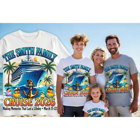 Personalized Cruise Door Decor Package | Matching Shirts, Banner, 3D Sign
