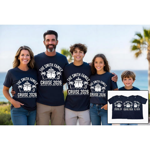 Personalized Cruise Door Decor Package | Matching Shirts, Banner, 3D Sign