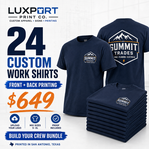 24 Custom Contractor Work Shirts – Crew Special