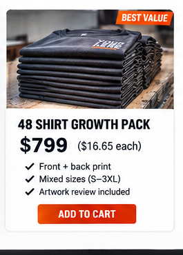 LuxPort 48 Shirt Growth Pack custom contractor work shirt package