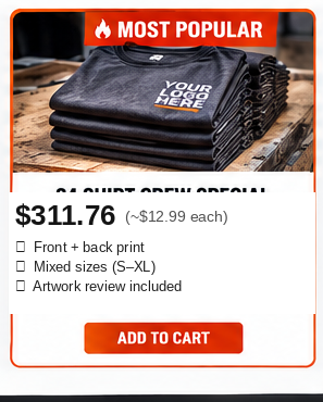 24 Custom Contractor Work Shirts – Crew Special